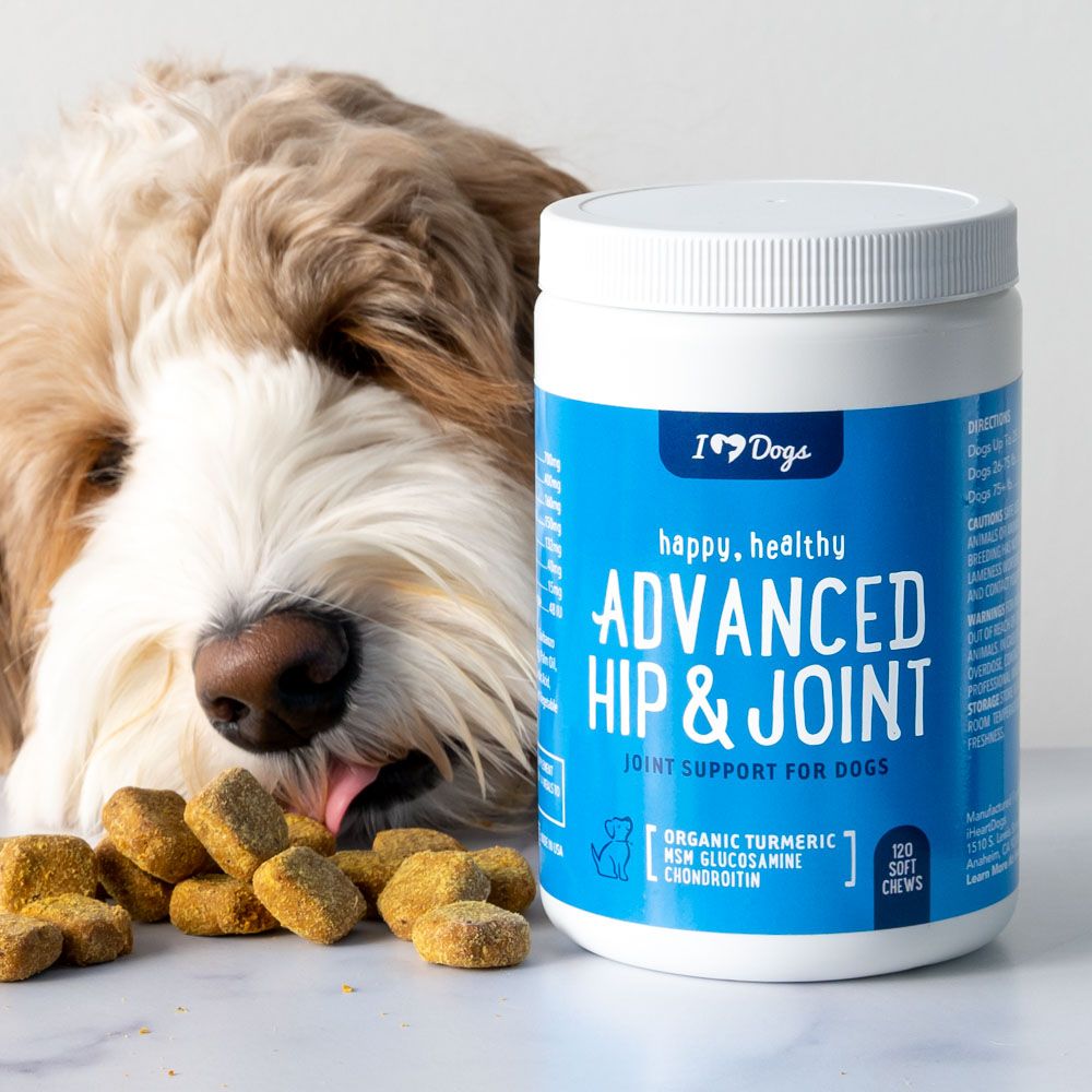 Advanced Hip & Joint Chews For Dogs With Glucosamine, MSM Chondroitin, Organic Turmeric (120 ct)