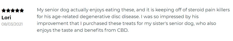 Testimonial for Cannanine CBD dog treats