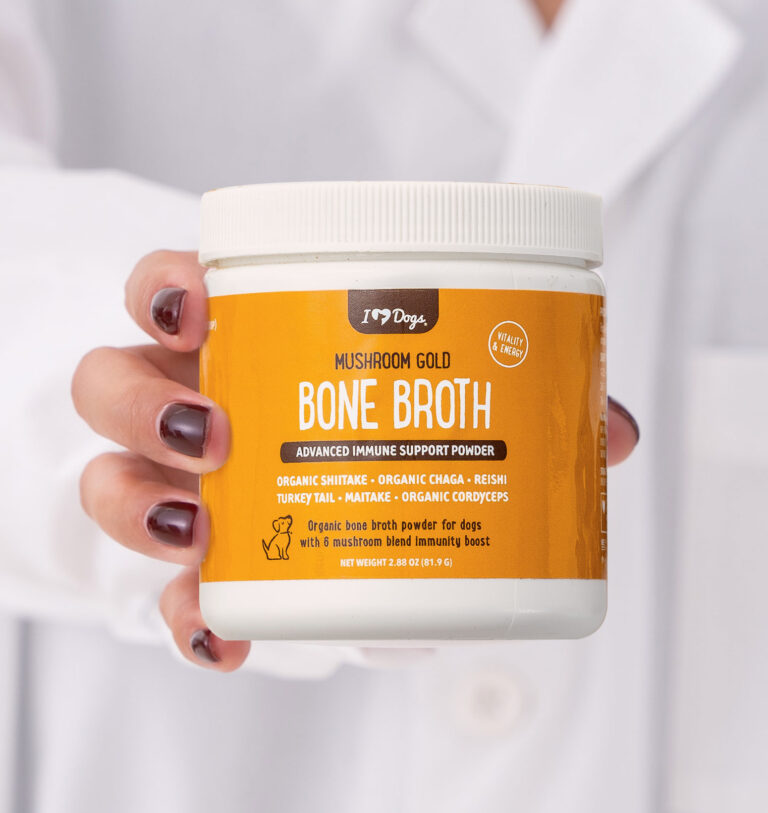 Bone Broth For Dogs Immune Support Powder – PLUS Mushroom Gold with Organic Shiitake, Turkey