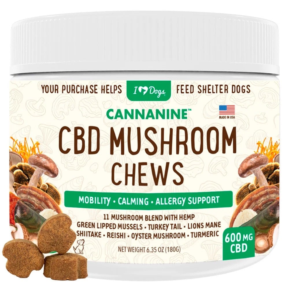 CBD Mushroom Chews For Dogs - Mobility, Calming, Allergy & Immune Support – Super Mushroom Blend w/ Turkey Tail - 60ct / 600MG CBD
