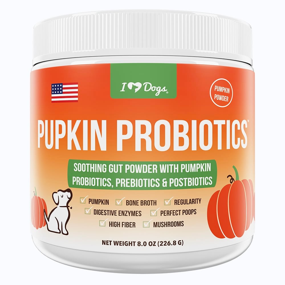 iHeartDogs Pupkin™ Probiotics, Prebiotics, & Postbiotics for Dogs with Pumpkin, Gut Soothing Bone Broth & Mushrooms- 30 scoops